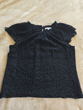 Rose & Olive Black Lace Flutter Sleeve Top